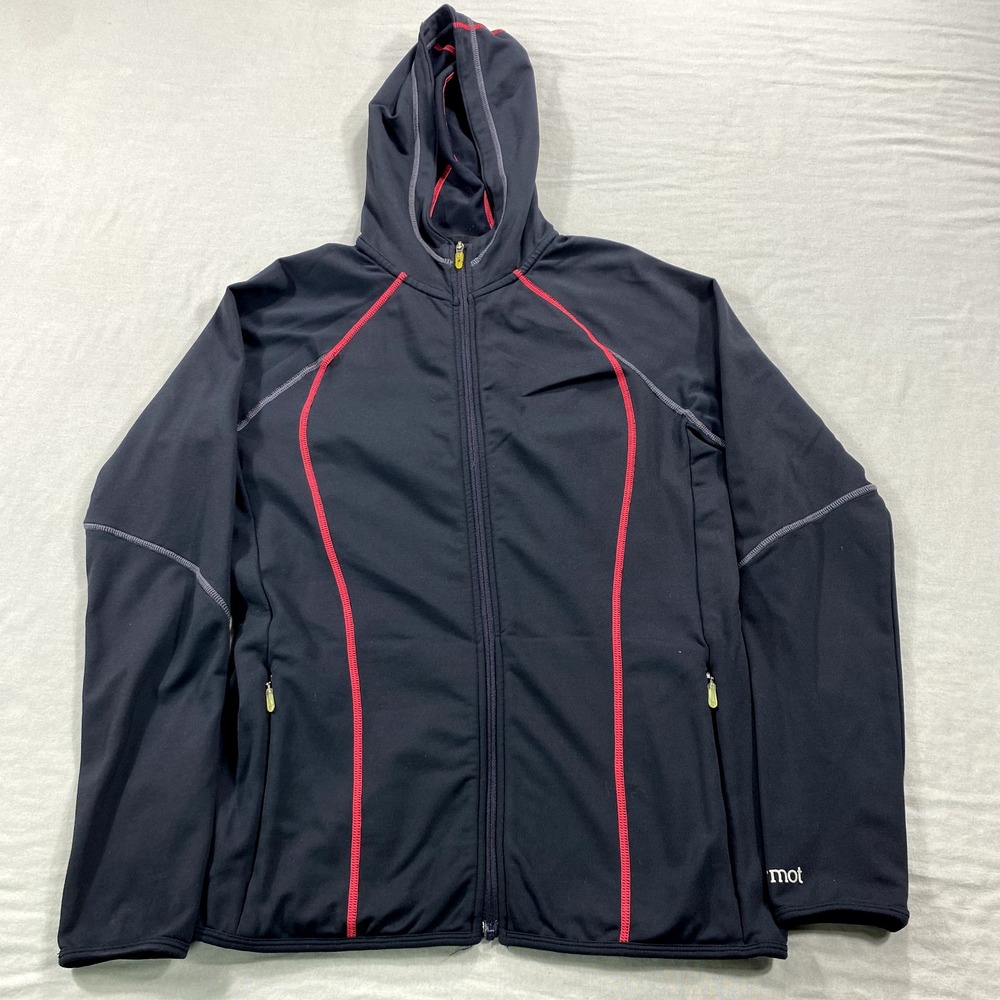 Marmot Jacket Womens Small Gray Hooded Full Zip Sweatshirt Lightweight Stretch